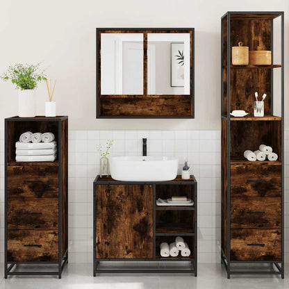 Set Mobili da Bagno 4 pz Rovere Fumo in Legno Multistrato | homemem39