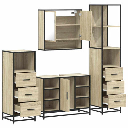 Set Mobili da Bagno 4 pz Rovere Sonoma in Legno Multistrato | homemem39