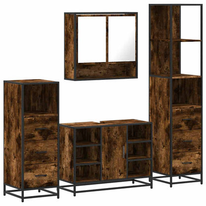 Set Mobili da Bagno 4 pz Rovere Fumo in Legno Multistrato | homemem39