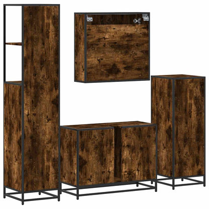 Set Mobili da Bagno 4 pz Rovere Fumo in Legno Multistrato | homemem39