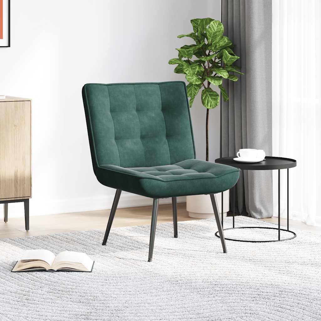 Sedia Relax 64x74x84 cm Verde Scuro in Velluto - homemem39