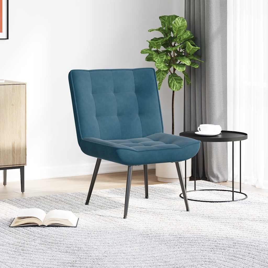 Poltrona Relax 64x74x84 cm Blu in Velluto - homemem39