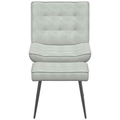 Poltrona Relax con Poggiapiedi Grigio Chiaro in Velluto