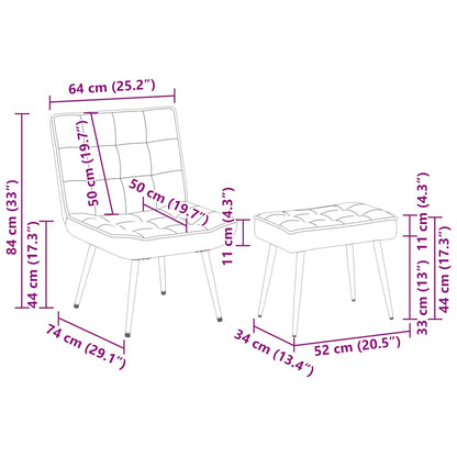 Poltrona Relax con Poggiapiedi Grigia in Velluto - homemem39
