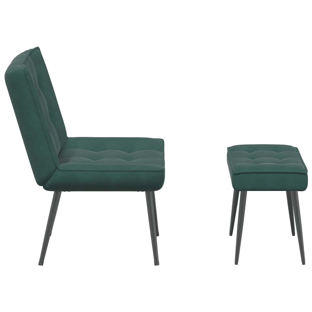 Poltrona Relax con Poggiapiedi Verde Scuro in Velluto - homemem39