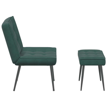 Poltrona Relax con Poggiapiedi Verde Scuro in Velluto - homemem39