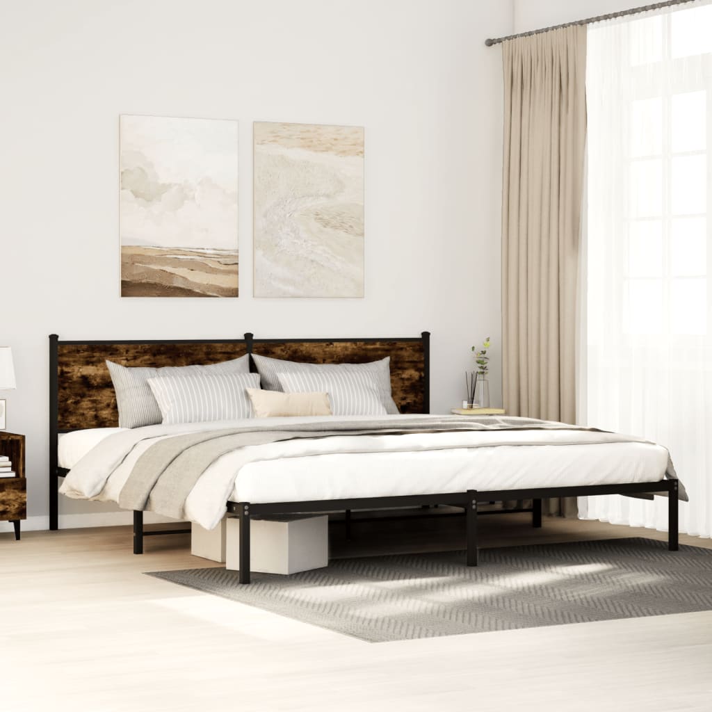 Giroletto senza Materaso in Metallo Rovere Fumo 200x200 cm | homemem39