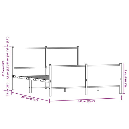 Giroletto senza Materaso in Metallo Rovere Sonoma 160x200 cm | homemem39