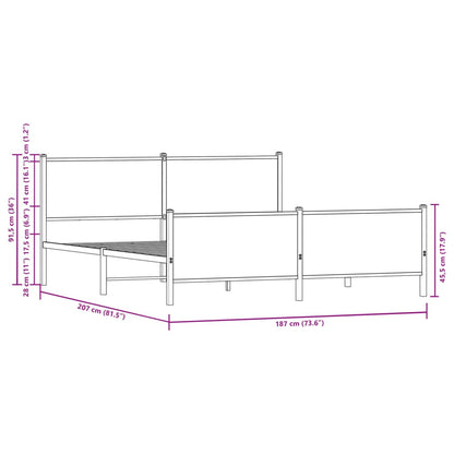 Giroletto senza Materaso in Metallo Rovere Sonoma 180x200 cm | homemem39