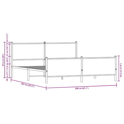 Giroletto senza Materaso in Metallo Rovere Marrone 200x200 cm | homemem39