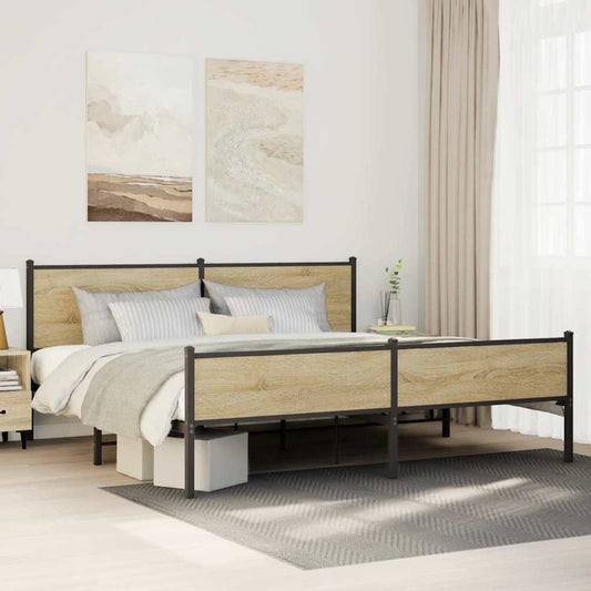 Giroletto senza Materaso in Metallo Rovere Sonoma 200x200 cm | homemem39