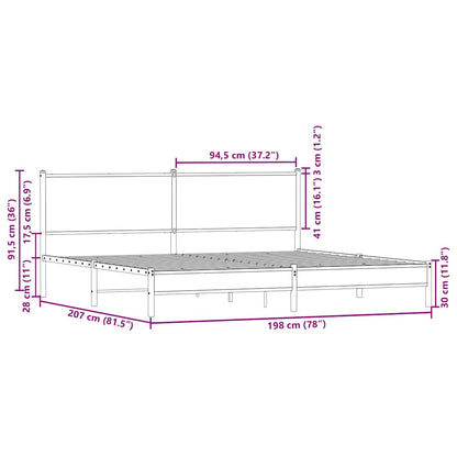 Giroletto senza Materaso in Metallo Rovere Marrone 193x203 cm - homemem39
