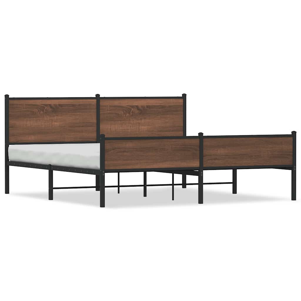 Giroletto senza Materaso in Metallo Rovere Marrone 160x200 cm | homemem39