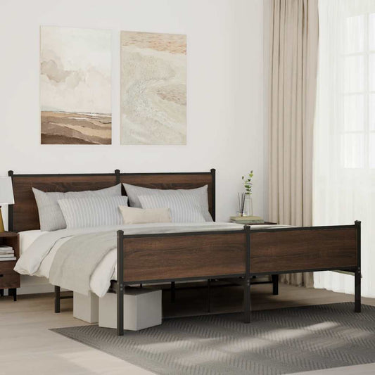 Giroletto senza Materaso in Metallo Rovere Marrone 160x200 cm | homemem39