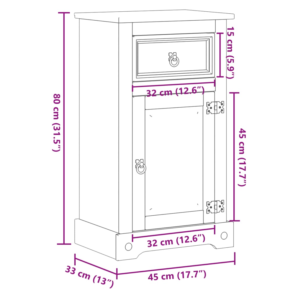 Mobile da Bagno Corona 45x33x80 cm in Legno Massello di Pino | homemem39