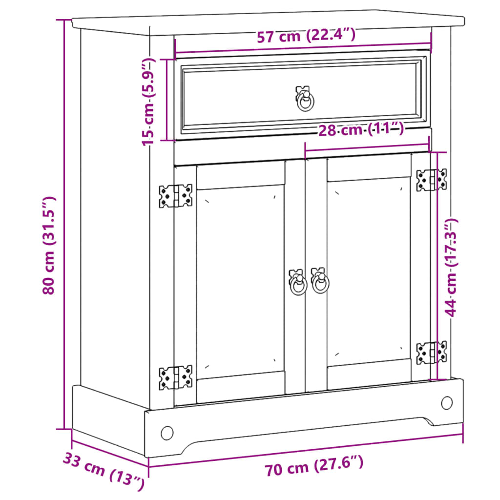 Mobile da Bagno Corona 70x33x80 cm in Legno Massello di Pino | homemem39