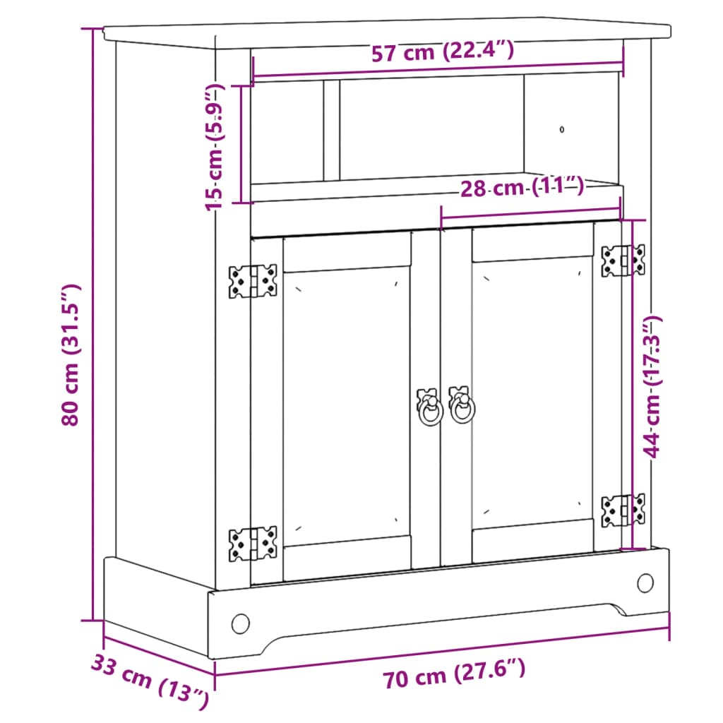 Mobile da Bagno Corona 70x33x80 cm in Legno Massello di Pino | homemem39