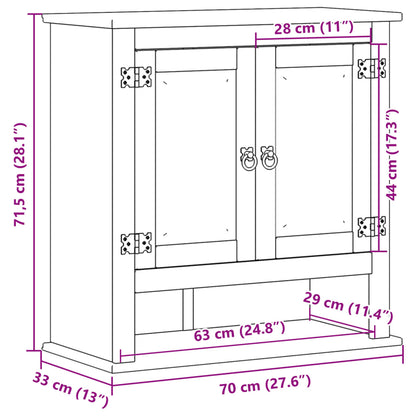 Mobile Bagno a Parete Corona 70x33x71,5cm Legno Massello Pino