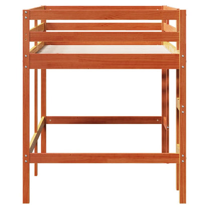 Letto Soppalco con Scala Bambini Marrone 80x200cm Massello Pino | homemem39