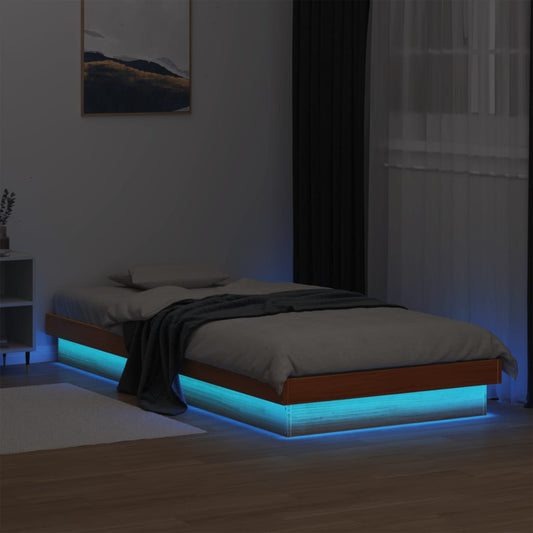 Giroletto con LED Marrone Cera 75x190 cm Legno Massello di Pino | homemem39