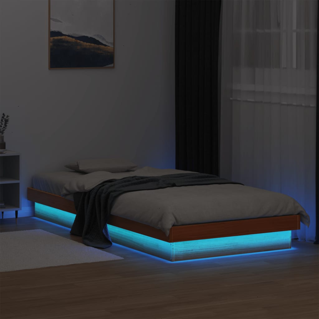 Giroletto con LED Marrone Cera 75x190 cm Legno Massello di Pino - homemem39