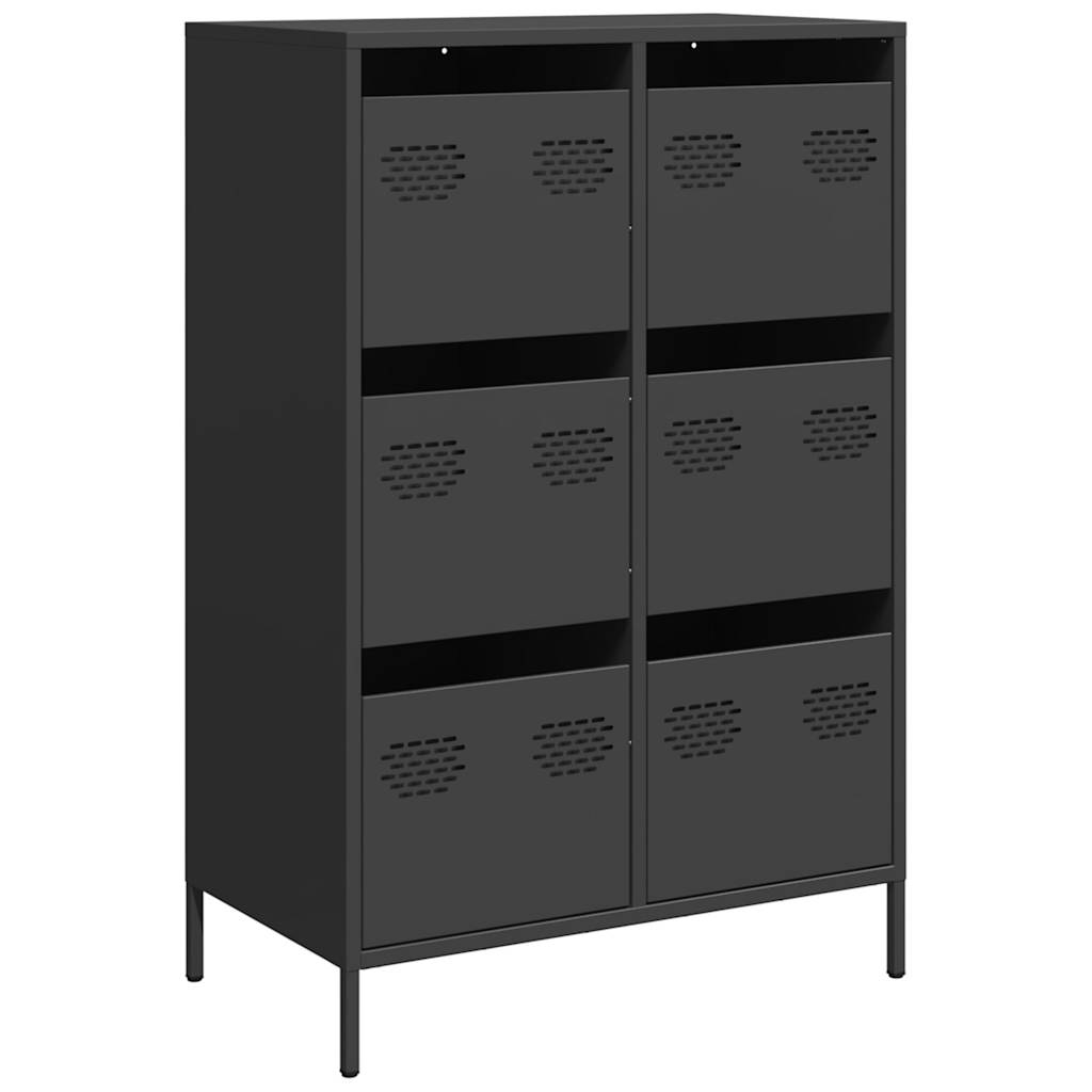 Credenza Nera 68x39x101,5 cm in Acciaio - homemem39