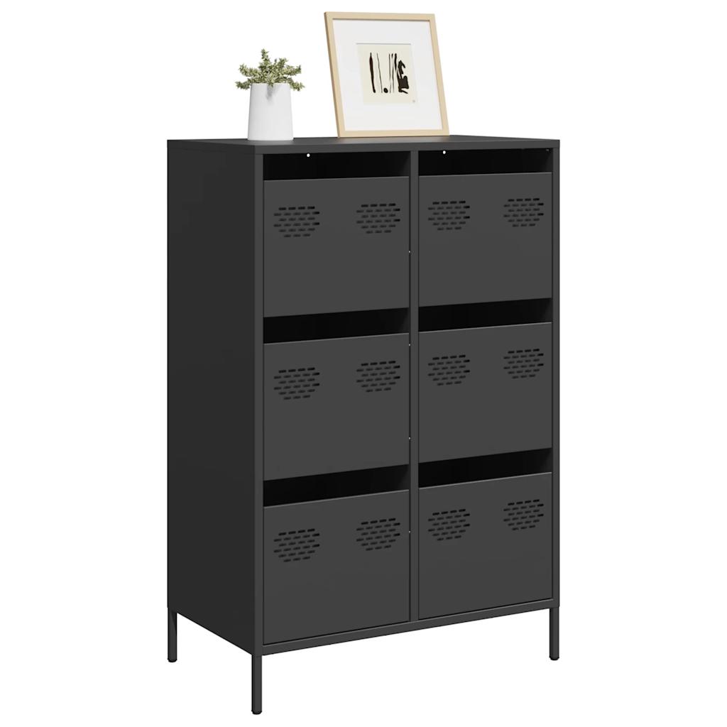 Credenza Nera 68x39x101,5 cm in Acciaio - homemem39
