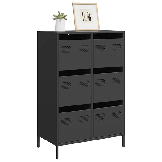 Credenza Nera 68x39x101,5 cm in Acciaio - homemem39