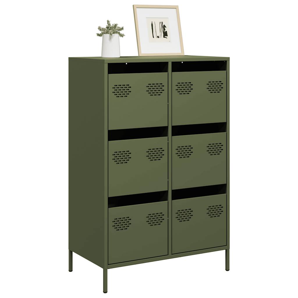 Credenza Verde Oliva 68x39x101,5 cm in Acciaio - homemem39