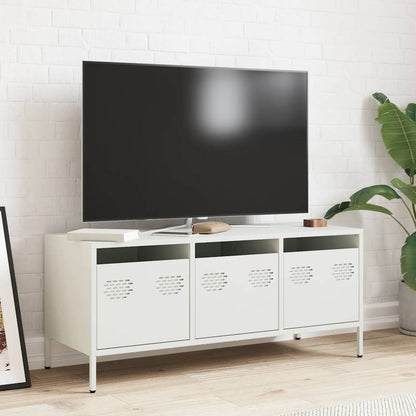 Mobile TV Bianco 101,5x39x43,5 cm in Acciaio Laminato a Freddo - homemem39