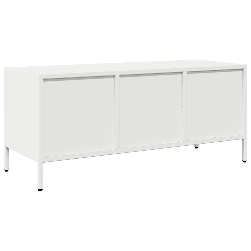 Mobile TV Bianco 101,5x39x43,5 cm in Acciaio Laminato a Freddo - homemem39