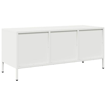 Mobile TV Bianco 101,5x39x43,5 cm in Acciaio Laminato a Freddo - homemem39