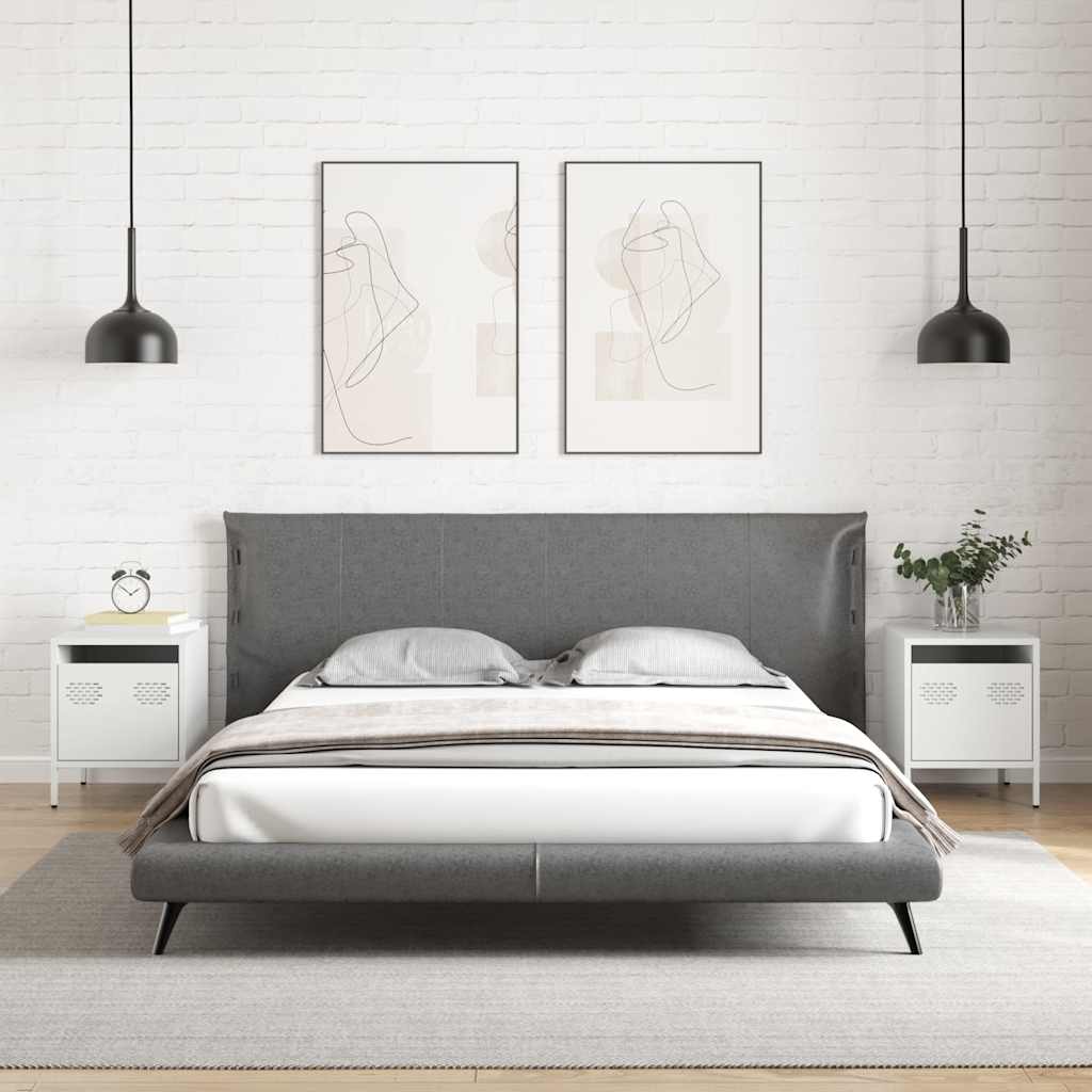 Comodini 2 pz Bianco 35x39x43,5 cm in Acciaio - homemem39