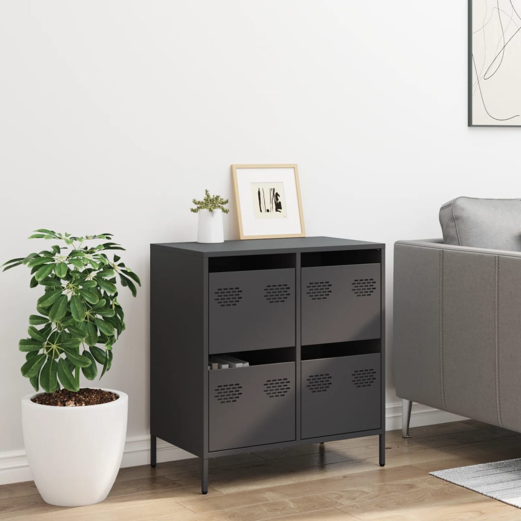 Credenza Nera 68x39x73,5 cm in Acciaio Laminato a Freddo - homemem39