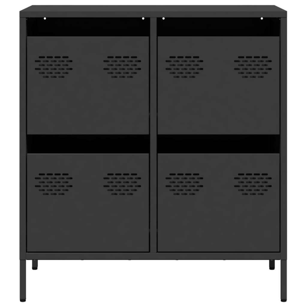 Credenza Nera 68x39x73,5 cm in Acciaio Laminato a Freddo - homemem39