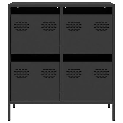 Credenza Nera 68x39x73,5 cm in Acciaio Laminato a Freddo - homemem39