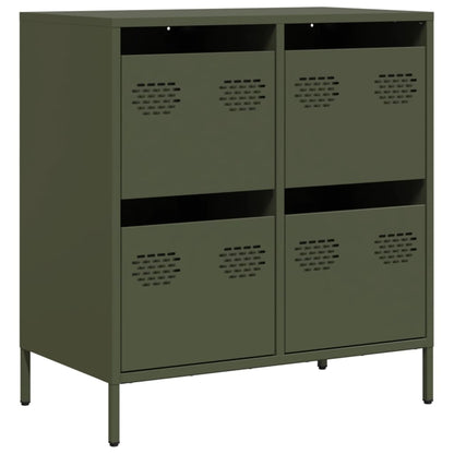 Credenza Verde Oliva 68x39x73,5 cm in Acciaio Laminato a Freddo - homemem39