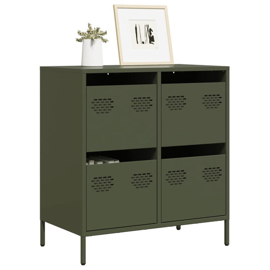 Credenza Verde Oliva 68x39x73,5 cm in Acciaio Laminato a Freddo - homemem39