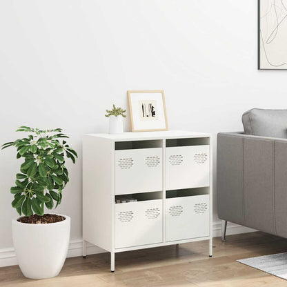 Credenza Bianca 68x39x73,5 cm in Acciaio Laminato a Freddo - homemem39