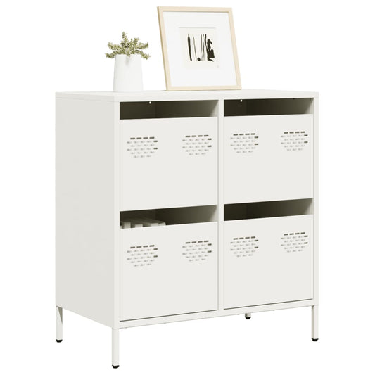 Credenza Bianca 68x39x73,5 cm in Acciaio Laminato a Freddo - homemem39