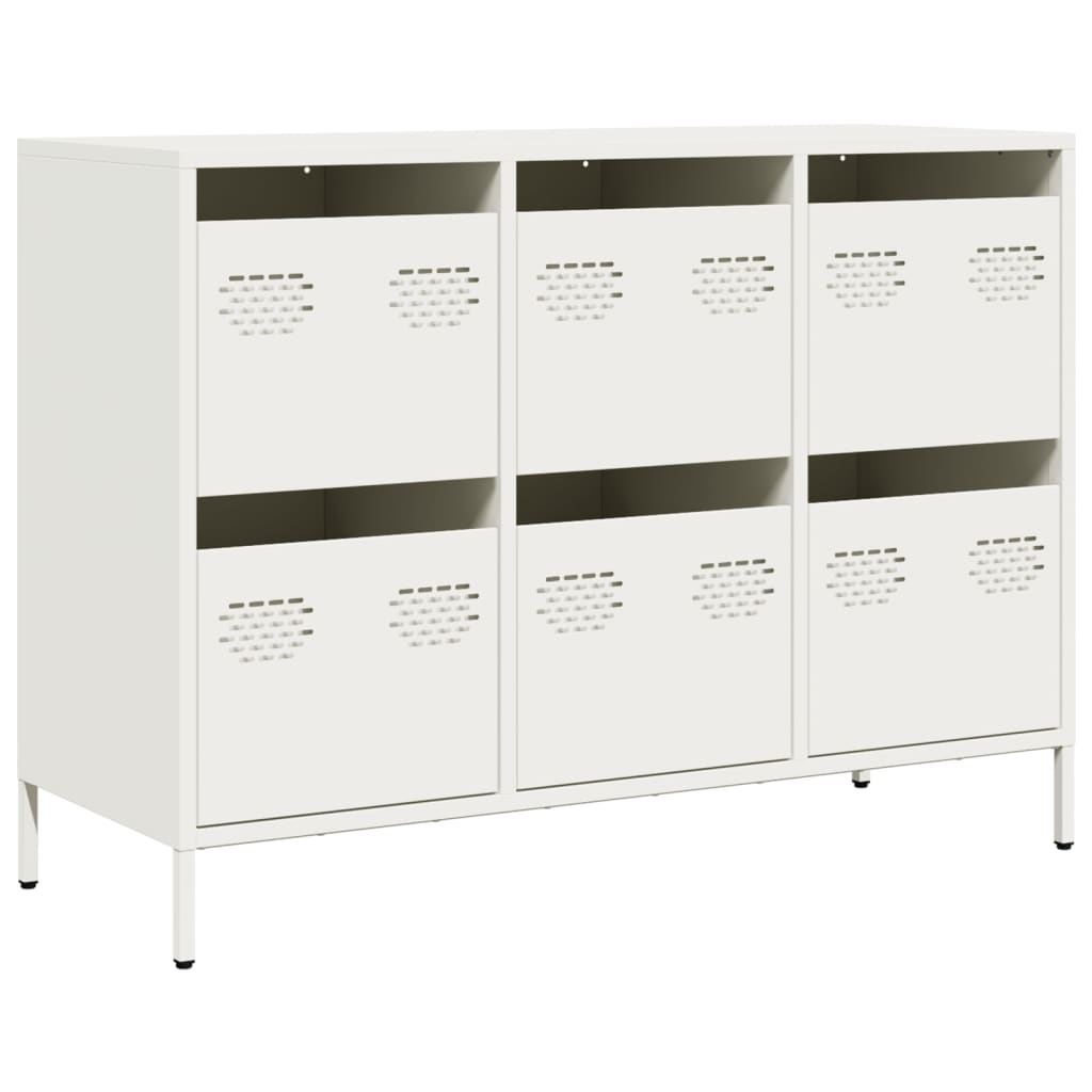 Credenza Bianca 101,5x39x73,5 cm in Acciaio Laminato a Freddo - homemem39