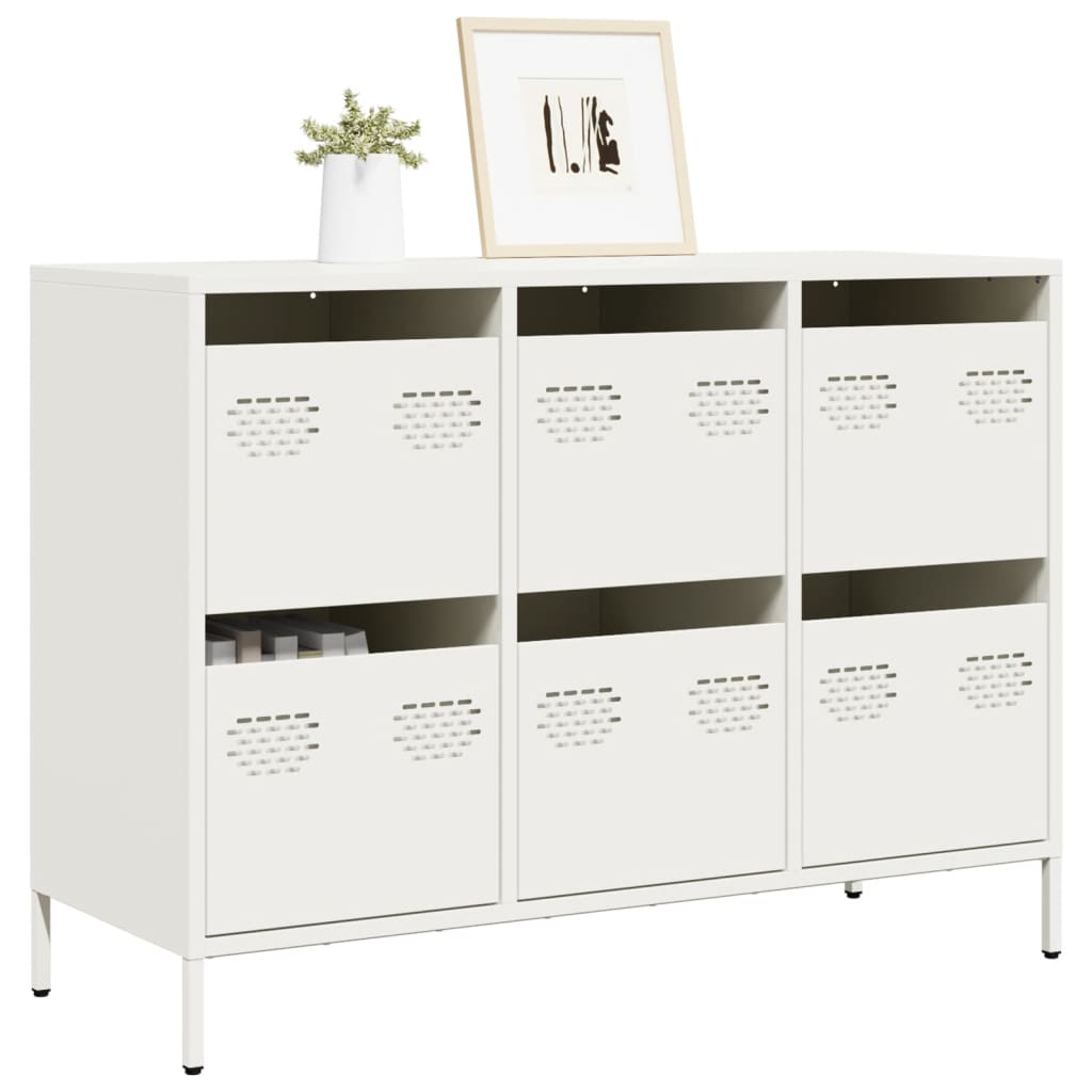 Credenza Bianca 101,5x39x73,5 cm in Acciaio Laminato a Freddo - homemem39