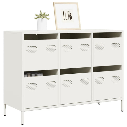 Credenza Bianca 101,5x39x73,5 cm in Acciaio Laminato a Freddo - homemem39