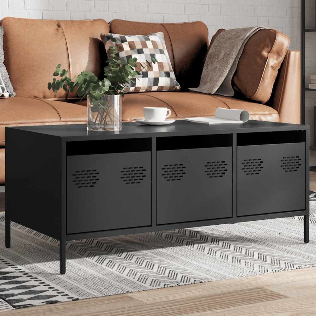 Tavolino Nero 101,5x50x43,5 cm in Acciaio Laminato a Freddo | homemem39