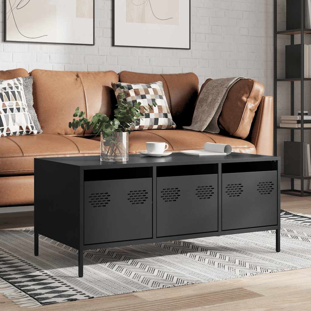 Tavolino Nero 101,5x50x43,5 cm in Acciaio Laminato a Freddo | homemem39