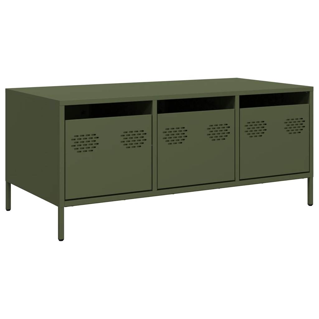Tavolino Verde Oliva 101,5x50x43,5 cm Acciaio Laminato a Freddo | homemem39