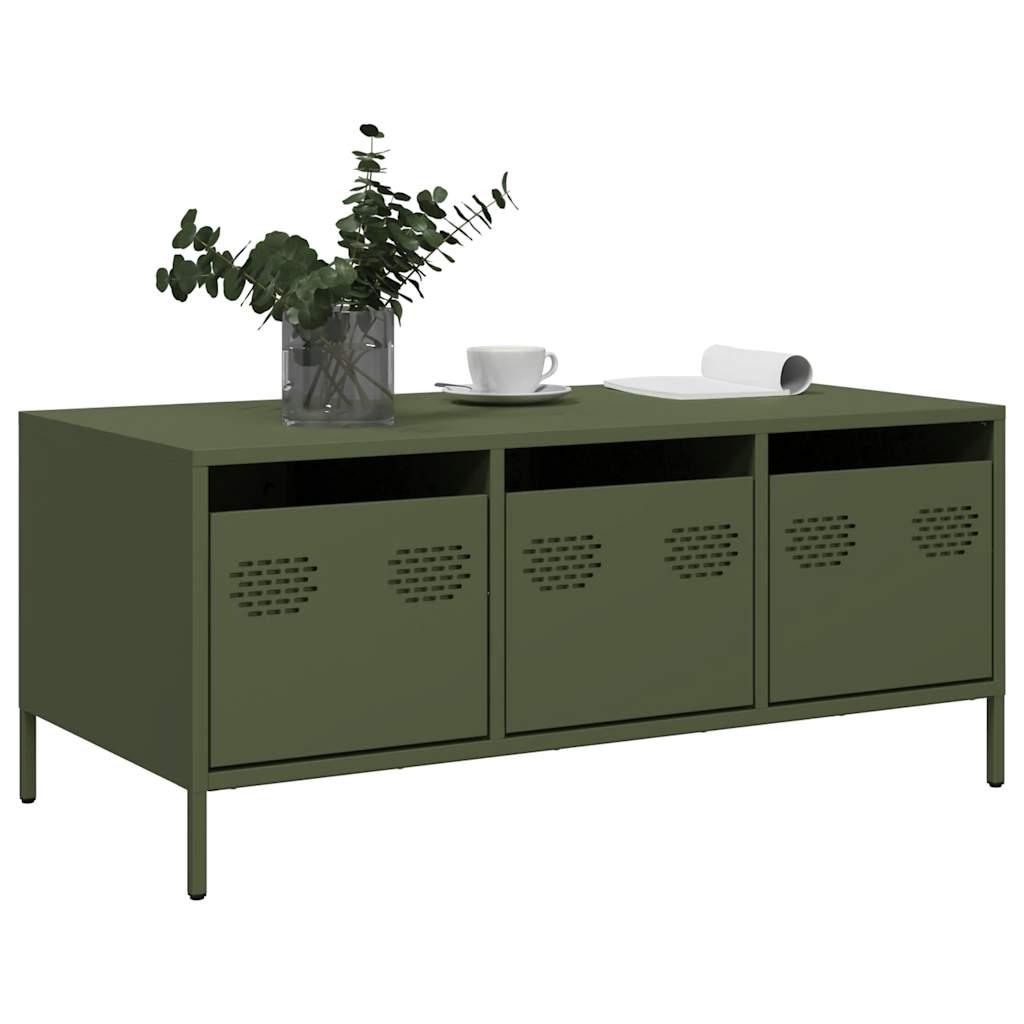 Tavolino Verde Oliva 101,5x50x43,5 cm Acciaio Laminato a Freddo | homemem39