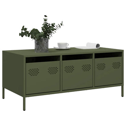 Tavolino Verde Oliva 101,5x50x43,5 cm Acciaio Laminato a Freddo | homemem39