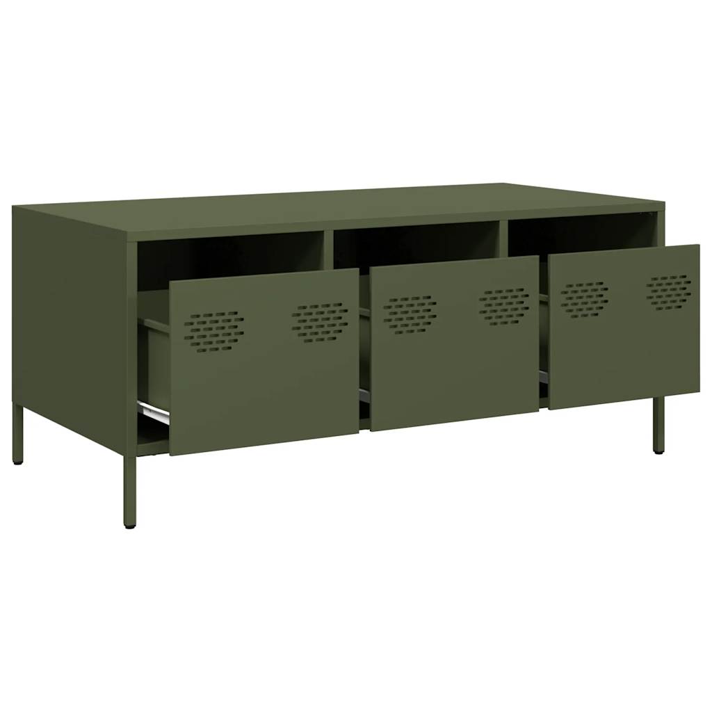 Tavolino Verde Oliva 101,5x50x43,5 cm Acciaio Laminato a Freddo | homemem39