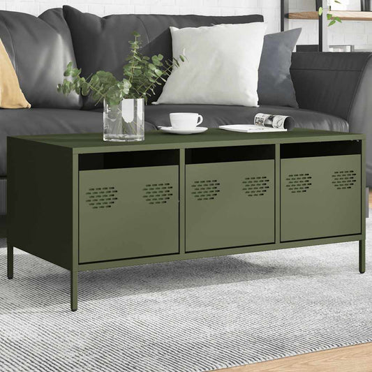 Tavolino Verde Oliva 101,5x50x43,5 cm Acciaio Laminato a Freddo | homemem39